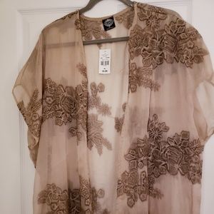 NWT Sheer Embroidered Wrap/Cover-up